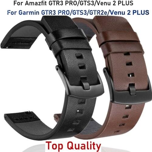 18/20/22/24mm Leather wrist Strap for Xiaomi huami Amazfit Bip Stratos 2/2S PACE GTR Watch Band for Samsung Gear S3 S2 bracelet
