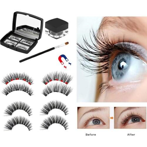 Magnetic Eyeliner Cream 2Pair A Five Magnetic False Eyelashes Eyeliner Brush Natural Waterproof Magnetic False Eyelashes Kit