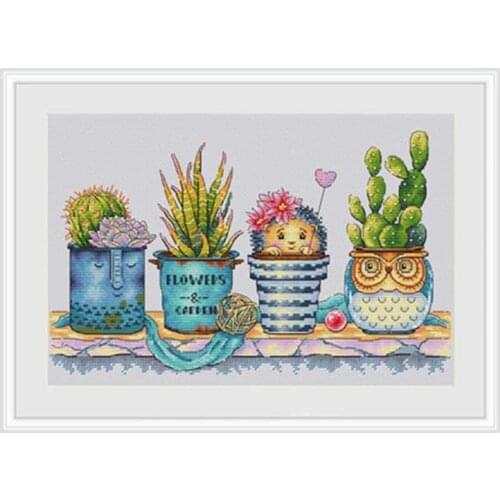 Cute bonsai patterns Counted Cross Stitch 11CT 14CT 18CT DIY wholesale Chinese Cross Stitch Kits Embroidery Needlework Sets
