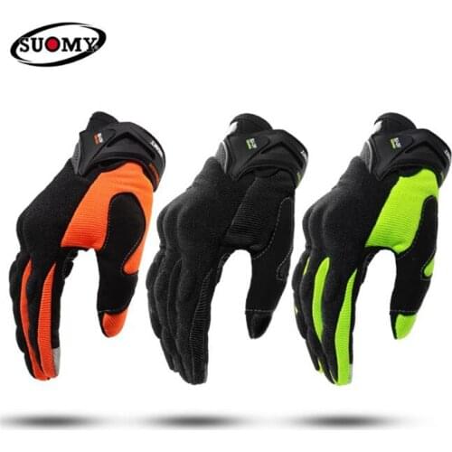 SUOMY Motorcycle Gloves Men Motocross Gloves Full Finger Guantes Gant Moto Gloves Riding Motorbike Summer Green Black Orange