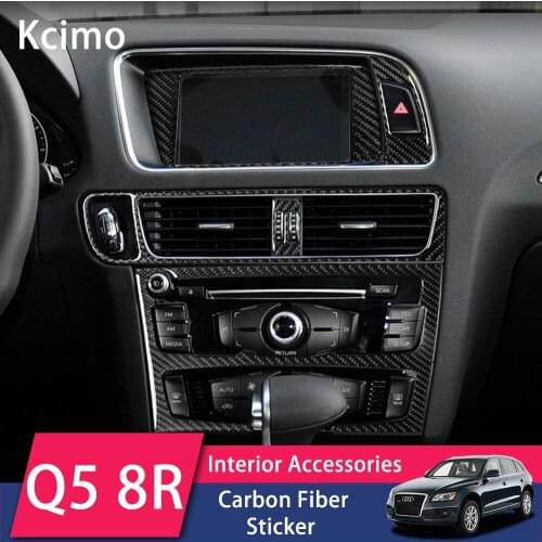 Auto Interior Air Conditioning CD Panel Carbon Fiber Stickers For Audi Q5 SQ5 Navigation Frame Decals Car Styling Accessories