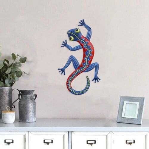 Wall Decoration Garden Yard Fence Art Kids Gifts Small Lizard Metal Gecko Home Statue Craft Outdoor Sculpture Handmade for Home