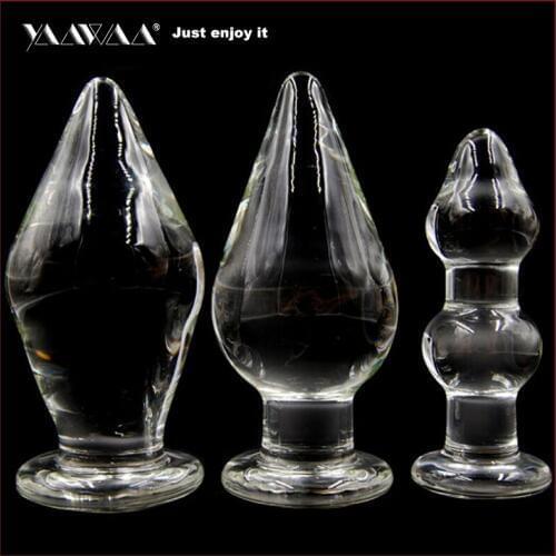 2018 New Crystal Glass butt plug Penis Soft Big Long Glass Anal Plug Butt Sex Toy For Women Female Men Masturation Male Gay