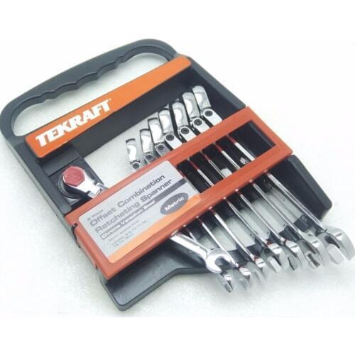 New 8pcs/set 8-15mm Flexible Head Ratcheting Wrench Ratchet Spanner set CR-V Bicycle tools