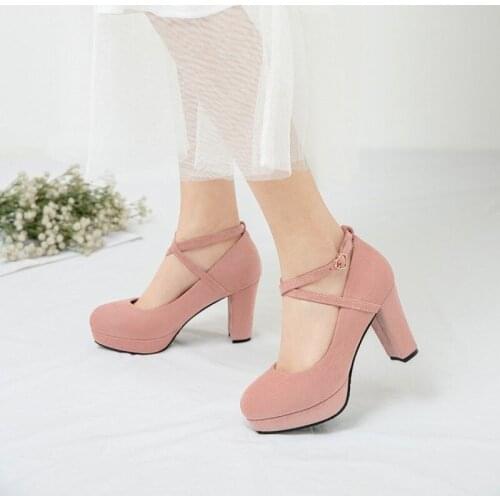 Spring and Autumn New Shallow Mouth Single Shoe Pure Color High Heel Round Head Daily-S-95-8