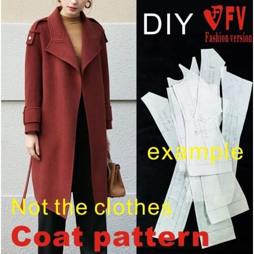 Ladies drop-shoulder sleeve double-sided cashmere coat pattern garment sewing drawings BFY-262