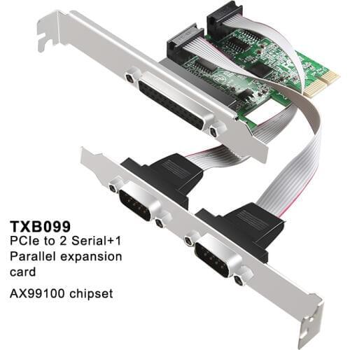 PCIe Expansion card RS232 RS-232 serial Ports Parallel Port Connectors COM DB9 PLT Port Expansion card with Chip AX99100