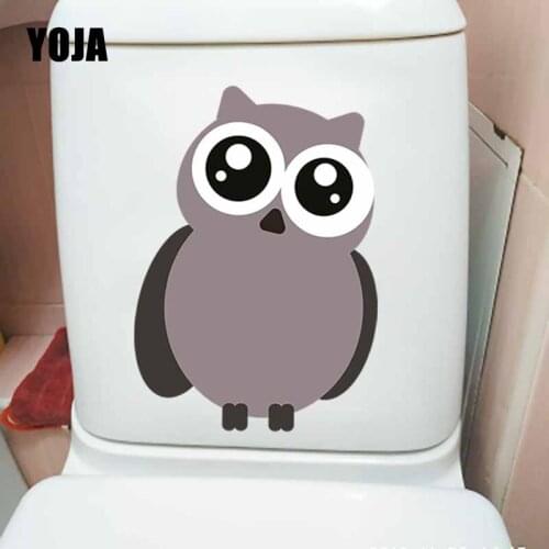 YOJA 16.8X23.8CM Gray Simple Cartoon Owl Wall Sticker Bedroom Home Decor Creative Cartoon Toilet Seat Decal T5-0567