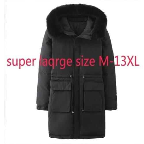 New Arrival Fashion Men Super Large Down Jacket Long Fur Collar Hooded Thicker, Warmer Coat Plus Size M-9XL 10XL 11XL 12X L13XL