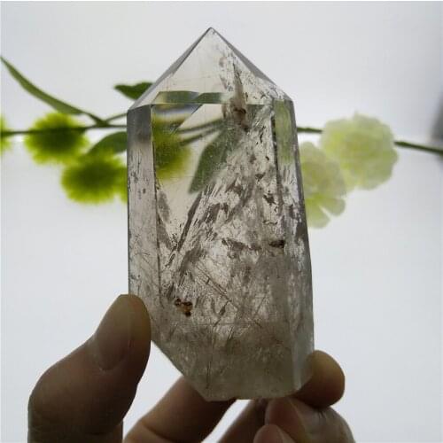 RARE Natural Rutilated Quartz Wand Clear Quartz Point with Hair Chakra Healing Tower Meditaiton Tool Gift Present Home Decor