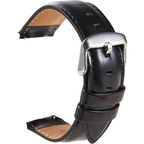 Leather Watchband Black Dark Brown Leather Watch Strap18mm 20mm 22mm Quick Release Watch Belt Cowhide Handmade