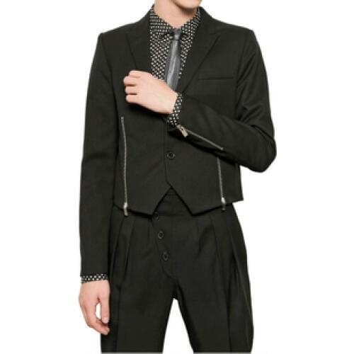 S-6XL!! Fashion short design double zipper jacket suit outerwear