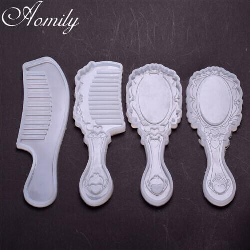 Aomily Crystal Epoxy UV Silicone Mold Fondant Cake Comb Series Resin Jewelry Making Cosmetic Tools Hand Craft Comb Molds Mould