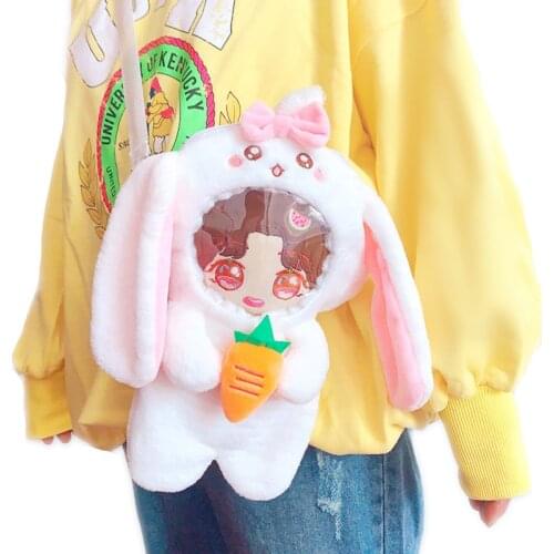 20cm doll outing bag Plush Dolls bag Lovely rabbit style dolls accessories for our generation Korea Kpop EXO idol Dolls gift