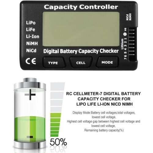 Universal RC CellMeter-7 Digital Cell Battery Capacity Checker For LiPo LiFe Li-ion Nicd NiMH Battery Voltage Tester Checking