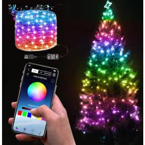 USB LED String Light For Christmas Tree Decor Smart Bluetooth xmas String Lights App Remote Control Light Christmas decoration