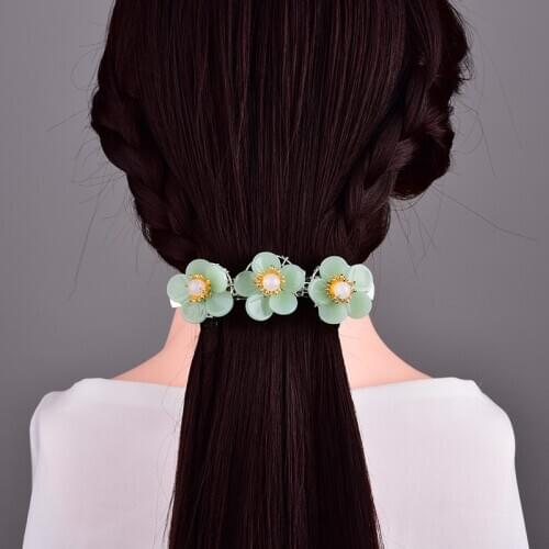 Retro Spring Clip Hair Jewelry Original Exquisite Coloured Glaze Flower Large Hairpin Classical Comfortable Duckbill Clip