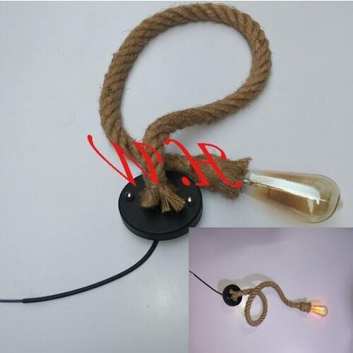 Vintage Hemp Rope Pendant Lights 0.5M/1M Style Classical Indoor Lighting Lamp DIY For Edison bulb E27 Rope Light Base