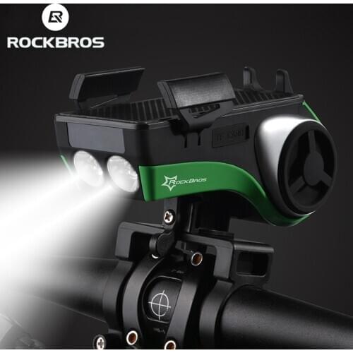 ROCKBROS Waterproof 5 in 1 Bicycle Computer Phone Holder Bluetooth Audio MP3 Player Speaker 4400mAh Power Bank Bell Bike Light