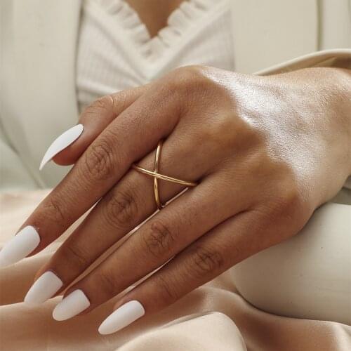 MANGOSKY Fashion Two Circles Intersect Design Ring For Women Party Gifts