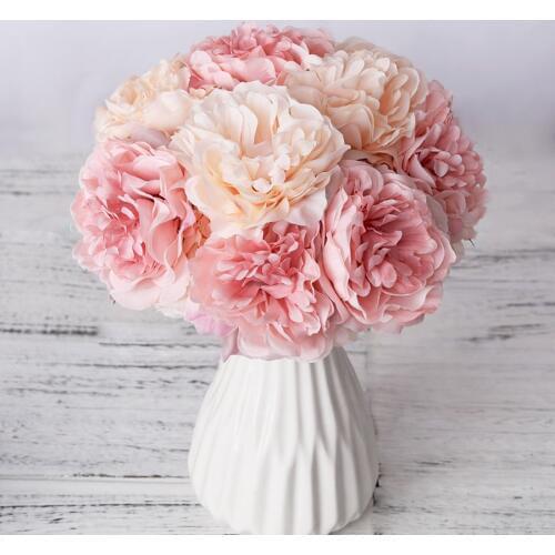 1 Bouquet 5 Heads Artificial Silk Peony Flowers High Quality Fake Flowers Hydrangea for Home Wedding Party Valentines day Decor