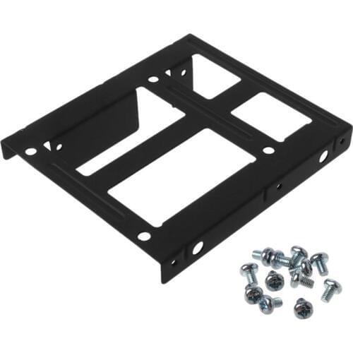 1 Pc Black Metal Dual 2.5" to 3.5" Hard Drive Bay Mounting Bracket 2x2.5" to 3.5" HDD/SSD Mounting Bracket Caddy with Screws