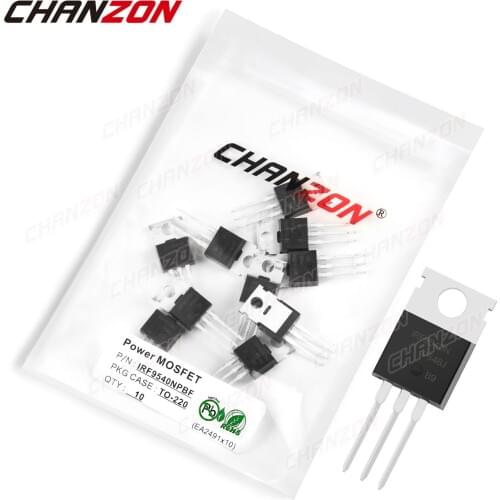 10Pcs IRF9540NPBF TO-220 Power Mosfet Transistor Bipolar Junction BJT Powerful Triode Tube Fets -23A -100V Integrated Circuits