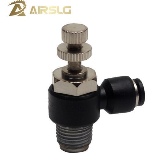 100PCS Free shipping Pneumatic fitting SL6-1 1/8"-6mm Throttle valve pressure reduce control regulating SL4-M5 4-01 6-M5 8-01