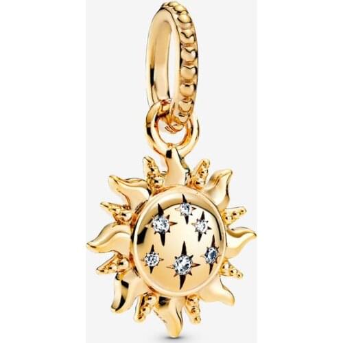 2020 New Arrival S925 Sterling Silver Beads Sparkling Sun Pendant Dangle Charms fit Original Pans Bracelets Women DIY Jewelry