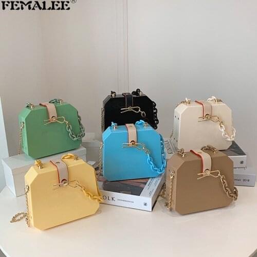 2021 Fashion Ins Korean Candy Color Handbags For Women Trendy PVC Acrylic Chains Shoulder Crossbody Bolsas Cute Girls Tote Sac