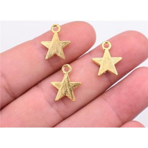 30pcs/lot 16x13mm Gold Color Plated Star Charms Pendant DIY Handmade Jewelry Accessories