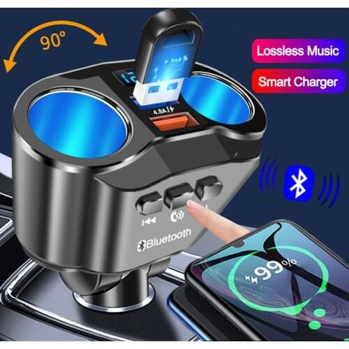 4.8A Car Charger Dual USB Chargers For Phone Tablet Android Car Cigarette Lighter with Handsfree Bluetooth 5.0 car MP3 Player