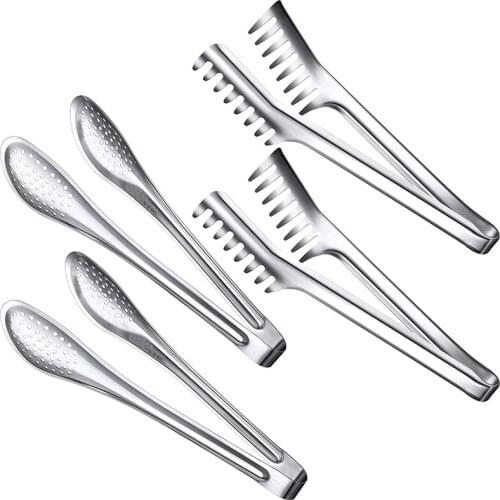 4 Pieces Food Tongs Set 9 Inch Stainless Steel Food Serving Tongs Buffet Tong Pastry Noodle Spaghetti Pasta Tong