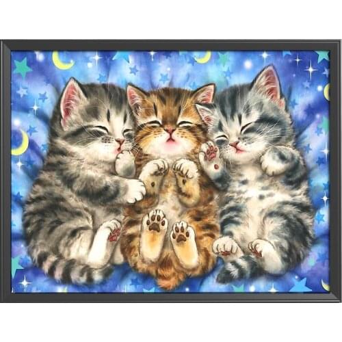 5D DIY Diamond Painting Cat Full Round Drill Mosaic Diamond Embroidery Cross Stitch Wall Art Picture Animal Home Decor