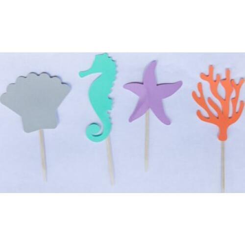 Beach sea life Silhouette Cupcake Toppers Party Picks baby shower wedding birthday toothpicks free shipping decorations