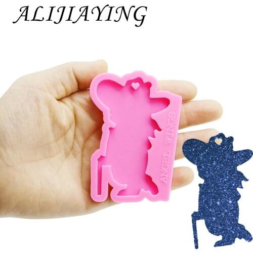 Shiny keychain mascot man shape key ring decoration silicone mold for DIY epoxy resin DY0171