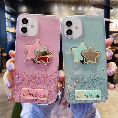 Glitter Clear Bling Star Case For Xiaomi Poco F3 M3 X3 C3 F2 M2 X2 Pro NFC Diamond Mirror Stars Epoxy Cover