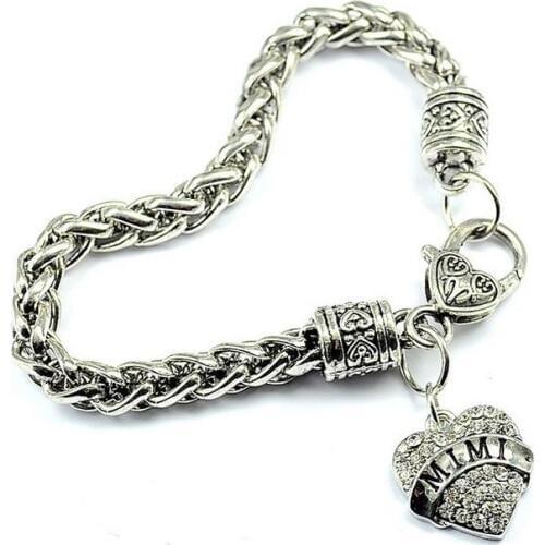 Christmas Party favor gift Retro Family Best Friend Modern Sister Love Heart Pendant Chain Bracelet Bangle Silver wristband hot