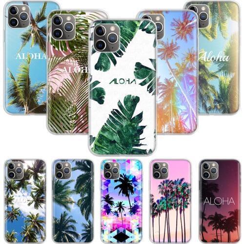 Green Venice Aloha Palms Printed Trees Case for Apple iphone 11 12 Mini Pro XS Max XR X 7 8 6 6S Plus 5 5S SE 10 Ten Gift Silico