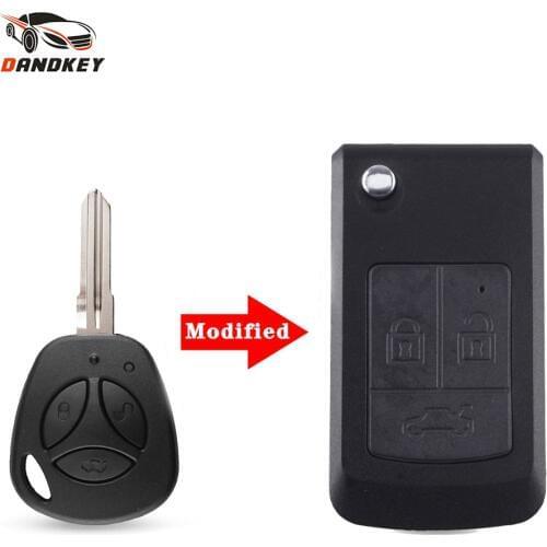 Dandkey 10pcs Modified Flip Car Remote Key Shell For Lada Priora Kalina Vesta Granta Folding Blank Uncut Key Fob 3 Buttons Case