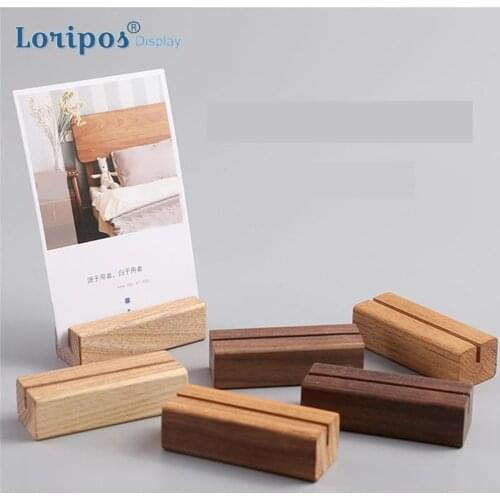 Wood Card Holder Wedding Postcard Organizer Wooden Creative Desk Sign Price Tag Display Memo Note Clip Picture Photo Stand