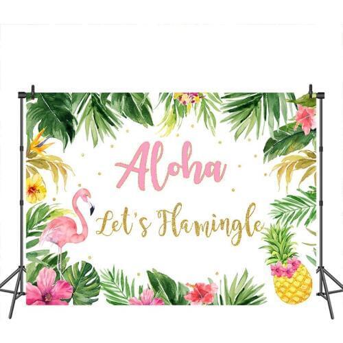 Photography backdrop Baby Shower Summer Hawaii Lets Flamingle Aloha Backdrops Birthday Party Decoration Banner for Photo Studio