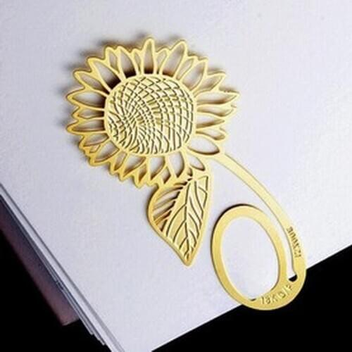 DHL Free Shipping 300 Pieces Metal Gold Sunflower Bookmarks