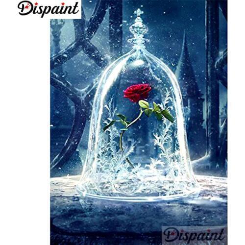Dispaint Full Diamond Embroidery "Red rose" Diamond Painting Cross Stitch Patterns Rhinestone Unfinished Home Decor A10662