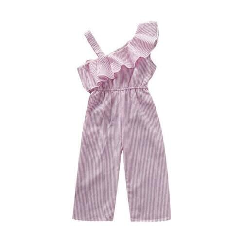 2019 Summer Toddler Kid Baby Girl Strapless One Shoulder Romper Jumpsuit Clothes Outfits Set Playsuit