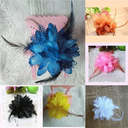 Beautiful Flower Feather Bead Corsage Hair Clips Fascinator Hairband and Pin Wedding Accessories