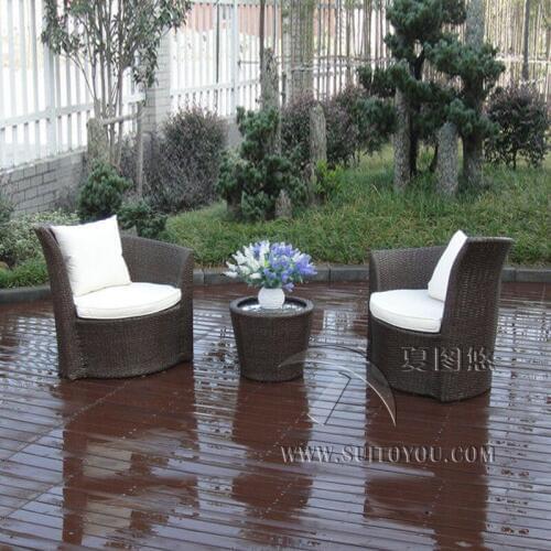 3 pcs Outdoor Garden Brown PE Rattan Obelisk Chair With Aluminum Frame transport by sea