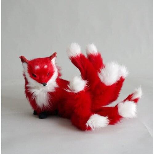Red real life nine-tails fox model plastic&furs cute fox doll gift about 30x9x14cm xf2794