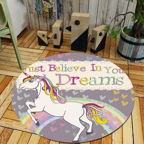 Cartoon Animals Unicorn Round Carpets For Living Room Bedroom Home Decor Tapete Child Play Game Rugs Kids Crawl Soft Mats tapis