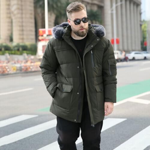 Jacket Men Mens Winter Large Size 9XL 10XL Large Stand Collar Hooded with Fur Collar Cotton Can Remove Cap Thicken Warm Jacket